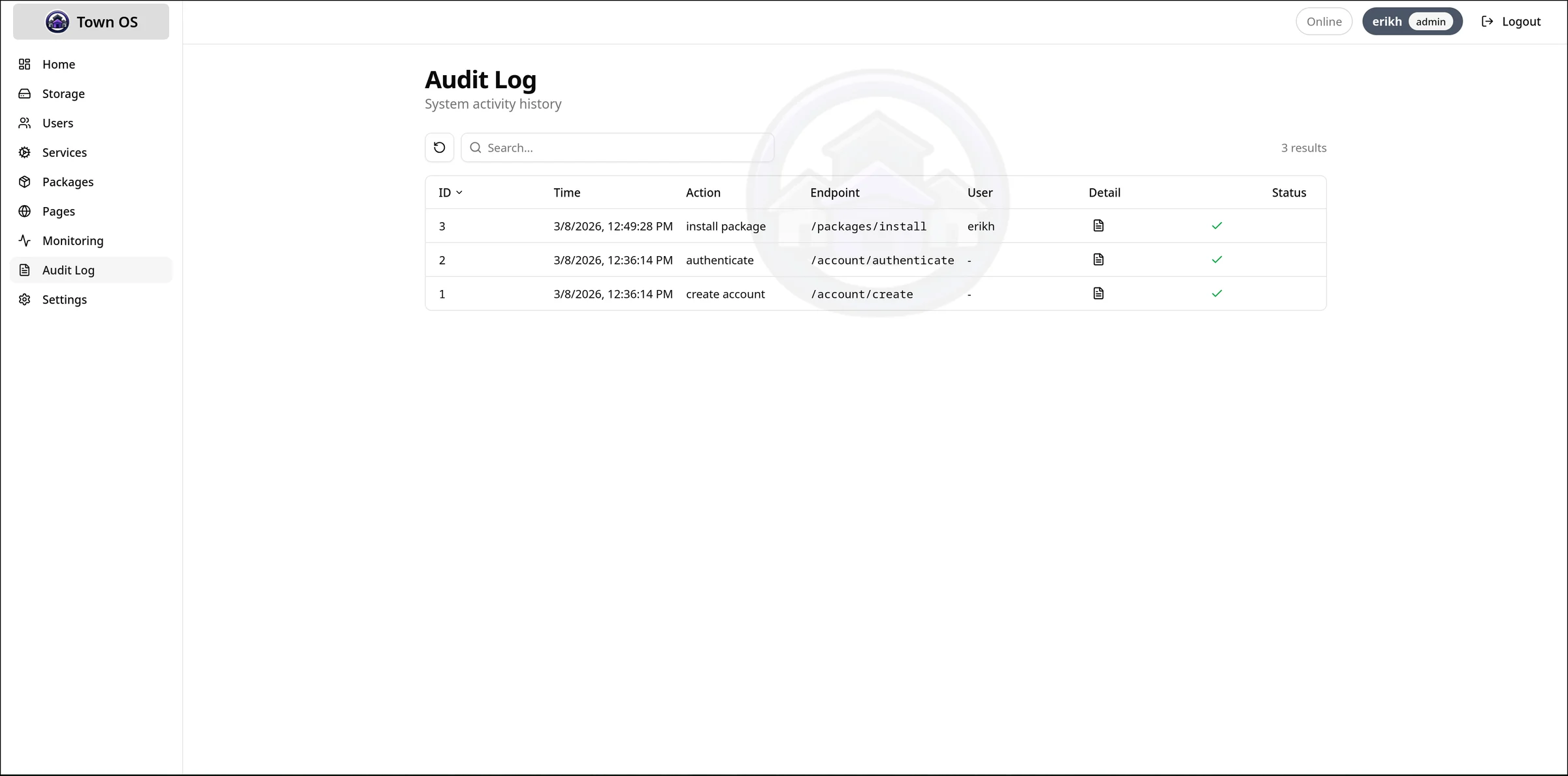 Audit log
