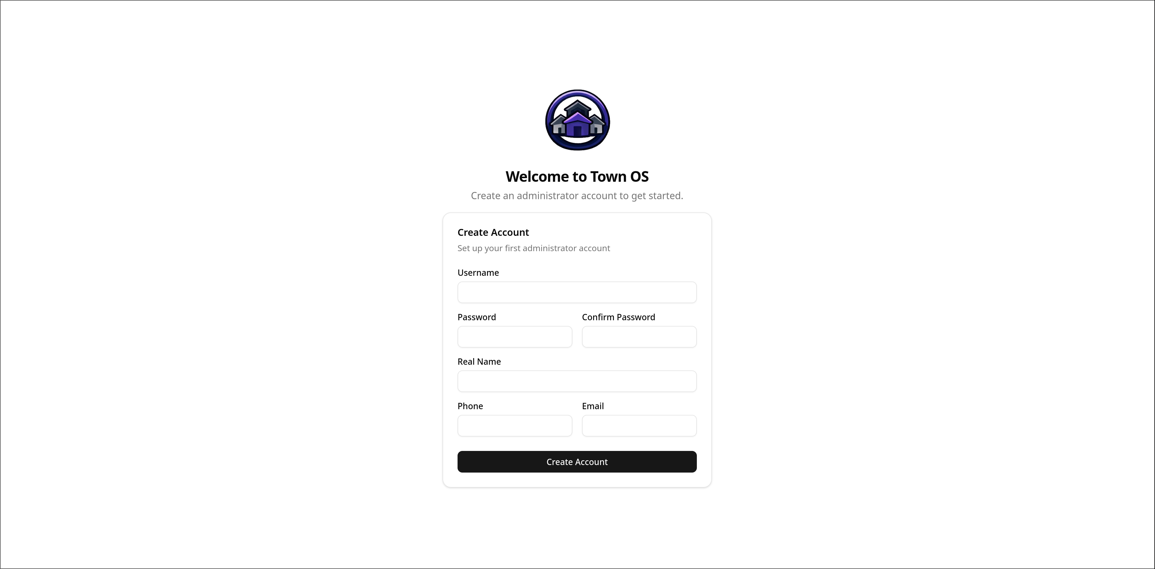Create account screen